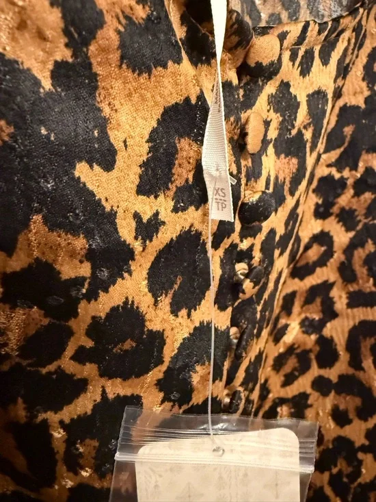 Free People Leopard Print Slip Dress with Black Lace Trim - Picture 5 of 9